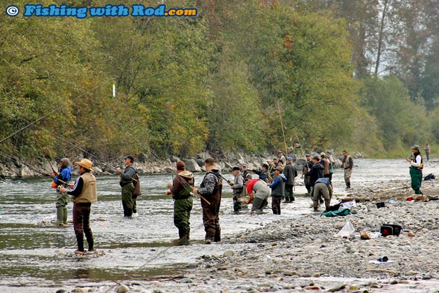 Anglers should give each other enough space when salmon fishing in BC. Anglers should give each other enough space when salmon fishing in BC.