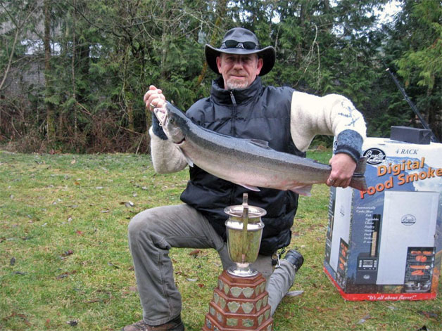 Wade Dean, winner of 70th Chilliwack River Boxing Day Steelhead Derby, and his winny fish. Photograph by Chris Gadsden. Wade Dean, winner of 70th Chilliwack River Boxing Day Steelhead Derby, and his winny fish. Photograph by Chris Gadsden.
